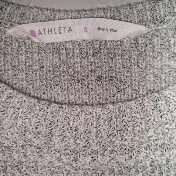ATHLETA Womens Borealis Knit Sweater Small Gray Pullover Cableknit 459077 - Picture 3 of 6